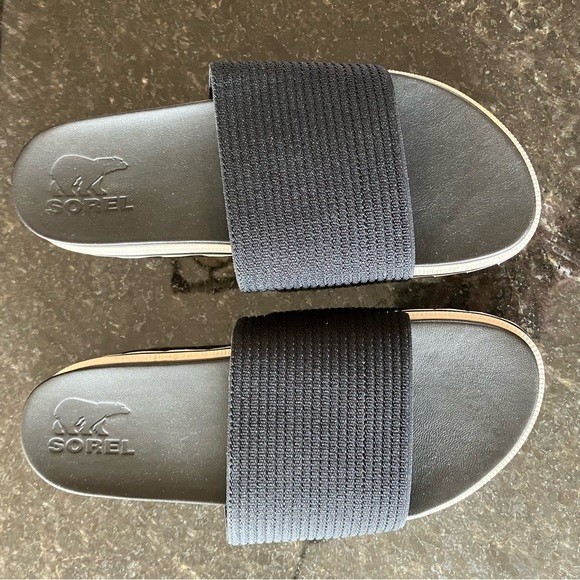 New Sorel Roaming Easy Slide Sandals, Casual Stretch Black Slides, Athleisure - Picture 12 of 14